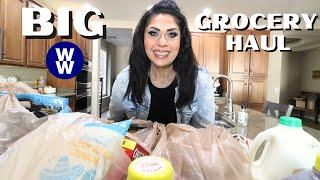 BIG WW GROCERY HAUL FROM 2 STORES - POINTS INCLUDED - HEALTHY FOODS FOR WEIGHT LOSS -WEIGHT WATCHERS